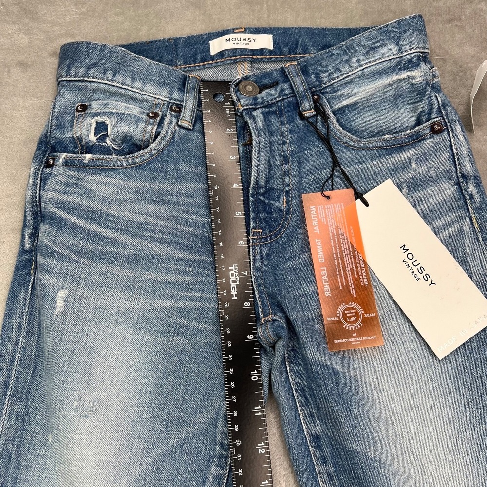 Moussy Vintage Jeans Women 24 Blue Diana Skinny Low Rise Made in Japan Denim New - Picture 13 of 16